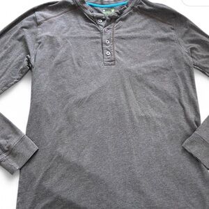 Tasc Performance bamboo blend brown long sleeve Henley mens shirt Sz L #outdoor